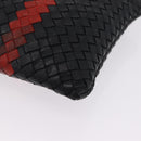 Bottega Veneta INTRECCIATO Clutch Bag Leather Black Red Auth ep16743-9