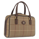 Burberrys Nova Check Hand Bag Canvas Beige Gold Tone Auth ep16747-1