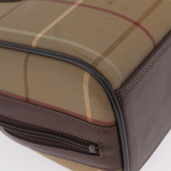 Burberrys Nova Check Hand Bag Canvas Beige Gold Tone Auth ep16747