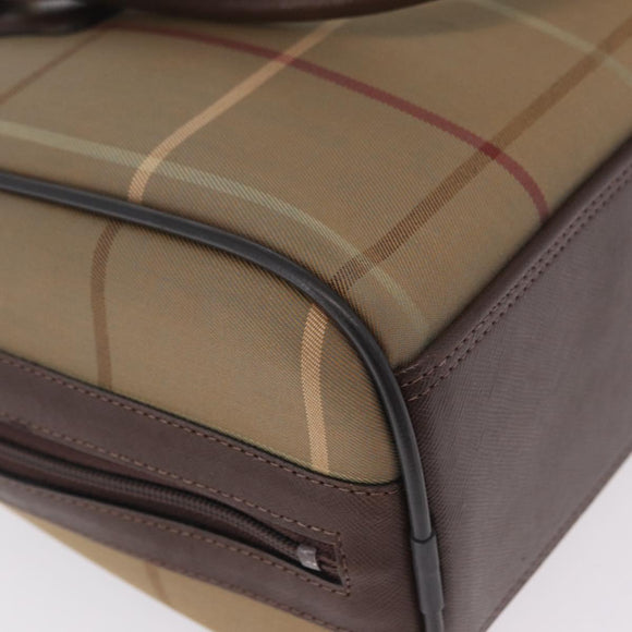 Burberrys Nova Check Hand Bag Canvas Beige Gold Tone Auth ep16747