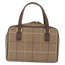 Burberrys Nova Check Hand Bag Canvas Beige Gold Tone Auth ep16747-4