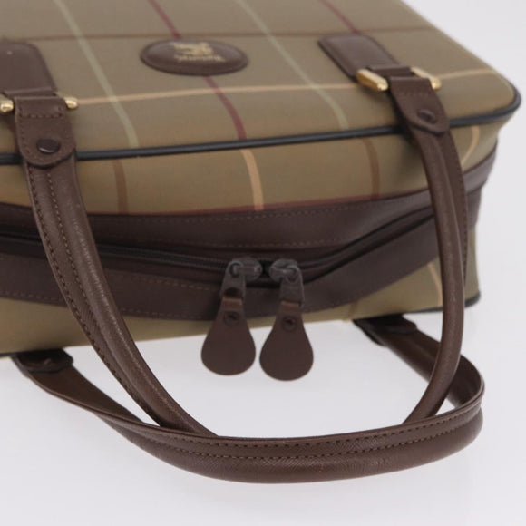 Burberrys Nova Check Hand Bag Canvas Beige Gold Tone Auth ep16747