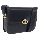 CELINE Shoulder Bag Leather Navy Gold Tone Auth ep16758-1