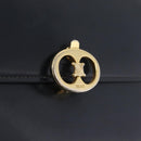 CELINE Shoulder Bag Leather Navy Gold Tone Auth ep16758-19