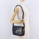 CELINE Shoulder Bag Leather Navy Gold Tone Auth ep16758-28