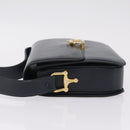 CELINE Shoulder Bag Leather Navy Gold Tone Auth ep16758-5