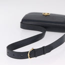 CELINE Shoulder Bag Leather Navy Gold Tone Auth ep16758-7