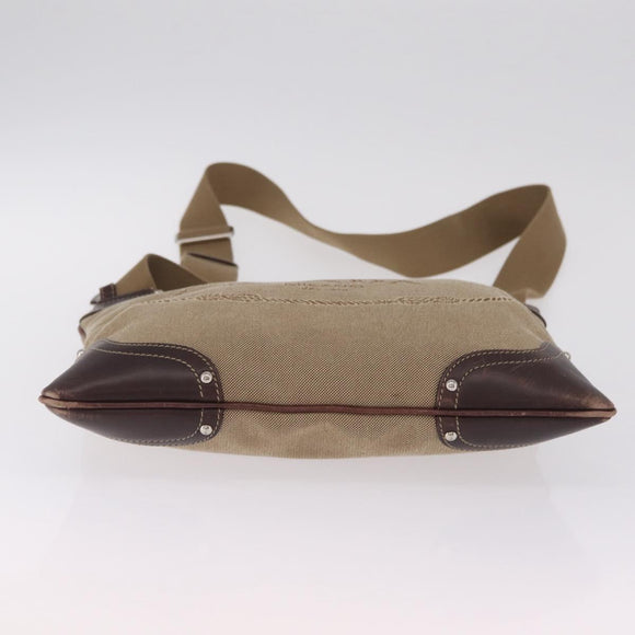 PRADA Shoulder Bag Canvas Beige Silver Auth ep16765