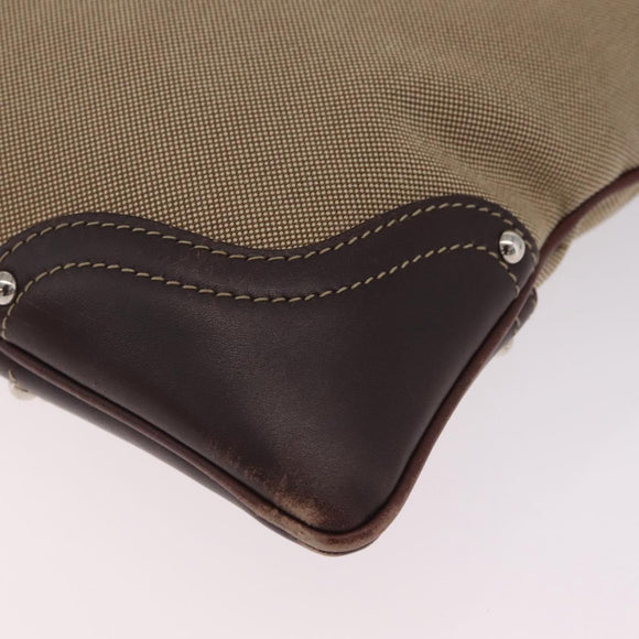 PRADA Shoulder Bag Canvas Beige Silver Auth ep16765