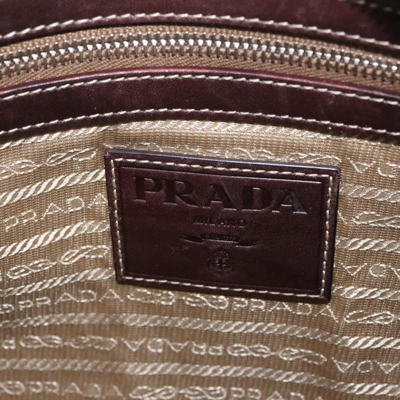 PRADA Shoulder Bag Canvas Beige Silver Auth ep16765