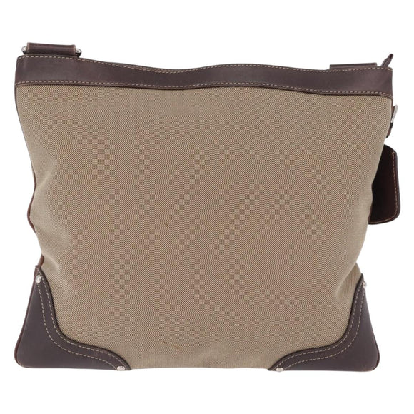PRADA Shoulder Bag Canvas Beige Silver Auth ep16765