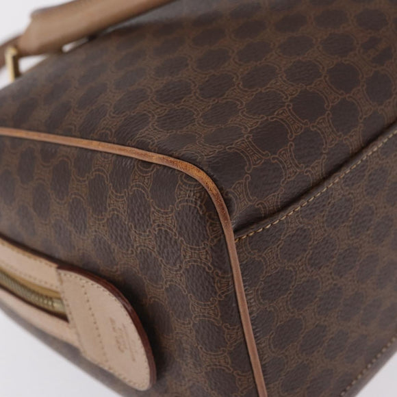 CELINE Macadam Hand Bag PVC Brown Gold Tone Auth ep16767