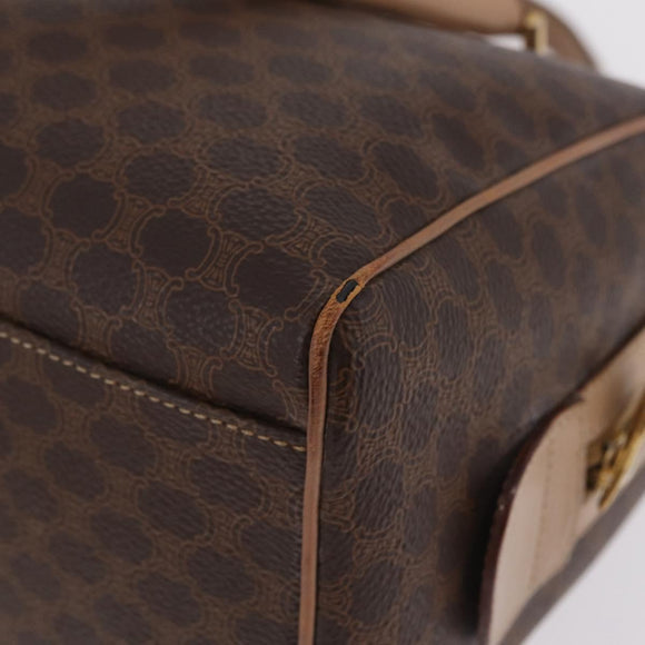 CELINE Macadam Hand Bag PVC Brown Gold Tone Auth ep16767