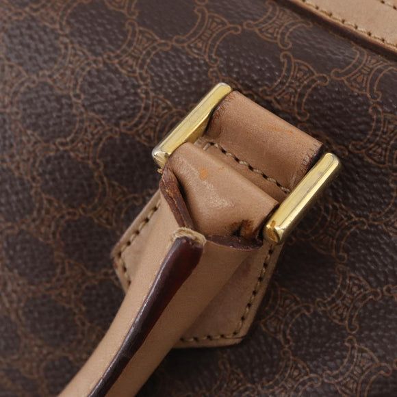 CELINE Macadam Hand Bag PVC Brown Gold Tone Auth ep16767