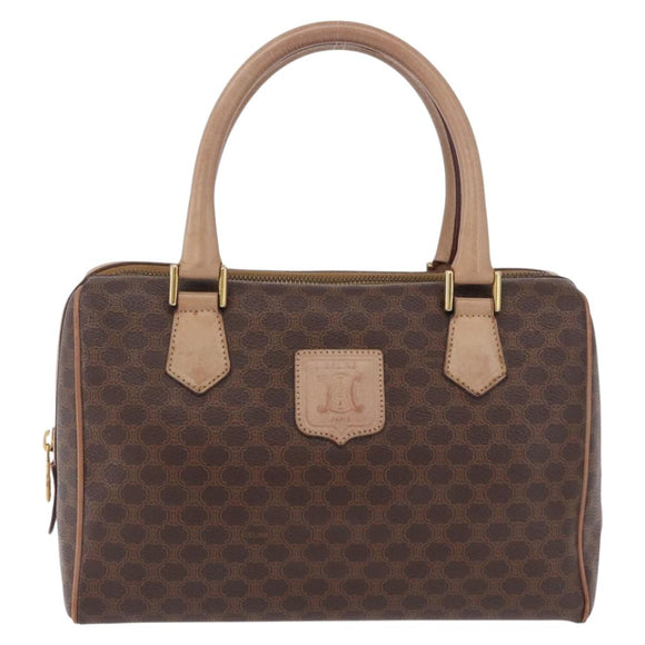 CELINE Macadam Hand Bag PVC Brown Gold Tone Auth ep16767
