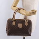 CELINE Macadam Hand Bag PVC Brown Gold Tone Auth ep16767-23