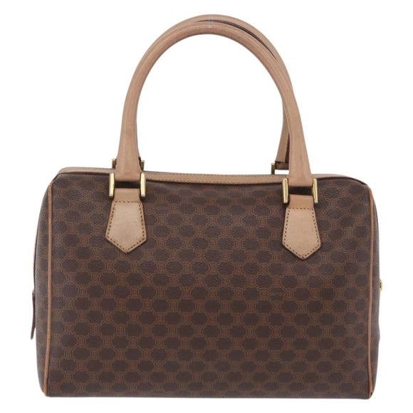 CELINE Macadam Hand Bag PVC Brown Gold Tone Auth ep16767