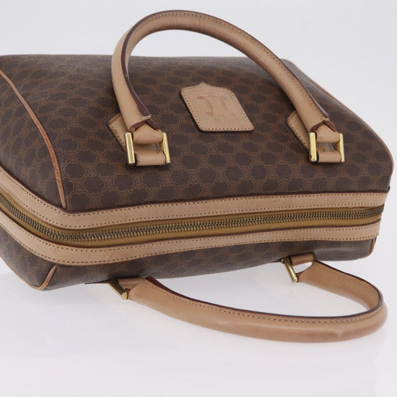 CELINE Macadam Hand Bag PVC Brown Gold Tone Auth ep16767