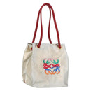 LOEWE Anagram Shoulder Bag Coated Canvas Silver Gold Auth ep16771-1
