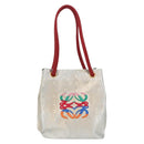 LOEWE Anagram Shoulder Bag Coated Canvas Silver Gold Auth ep16771-13