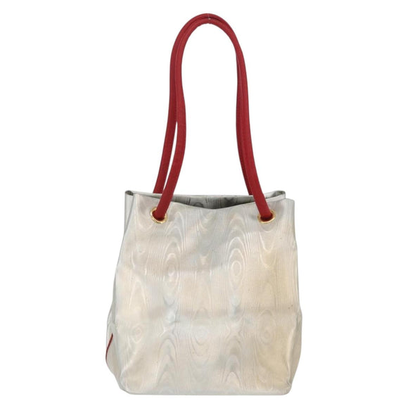 LOEWE Anagram Shoulder Bag Coated Canvas Silver Gold Auth ep16771