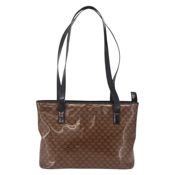 CELINE Macadam Tote Bag PVC Brown Gold Tone Auth ep16772A