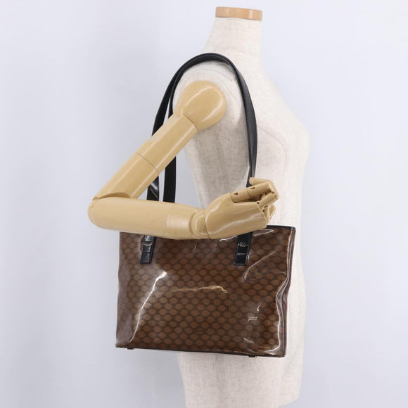 CELINE Macadam Tote Bag PVC Brown Gold Tone Auth ep16772A