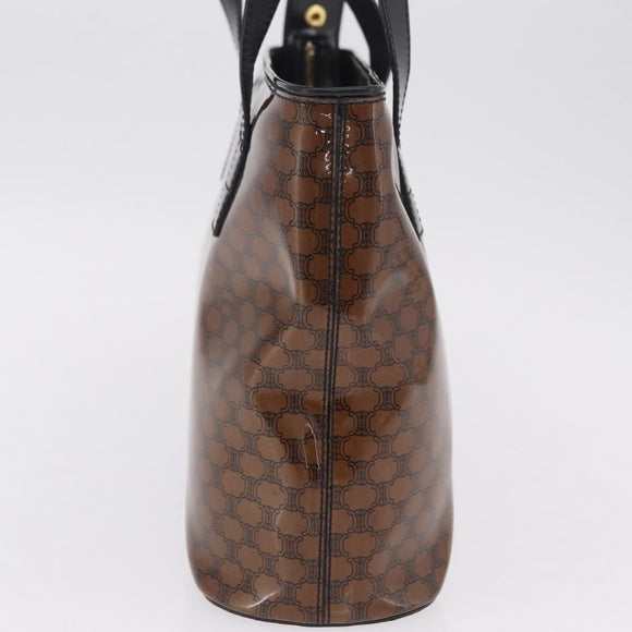 CELINE Macadam Tote Bag PVC Brown Gold Tone Auth ep16772A