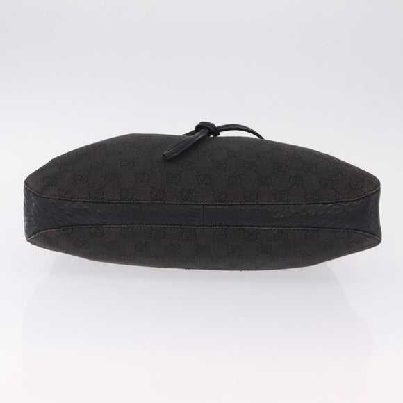 GUCCI GG Canvas Horsebit Shoulder Bag Black 101975 Auth ep16774