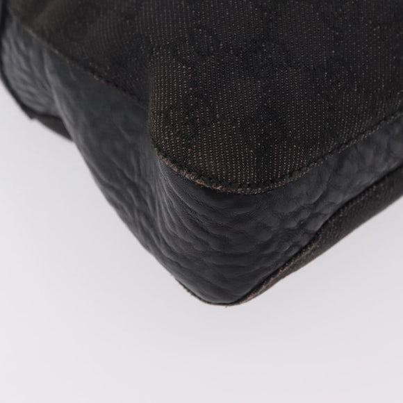 GUCCI GG Canvas Horsebit Shoulder Bag Black 101975 Auth ep16774