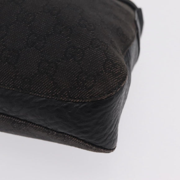 GUCCI GG Canvas Horsebit Shoulder Bag Black 101975 Auth ep16774