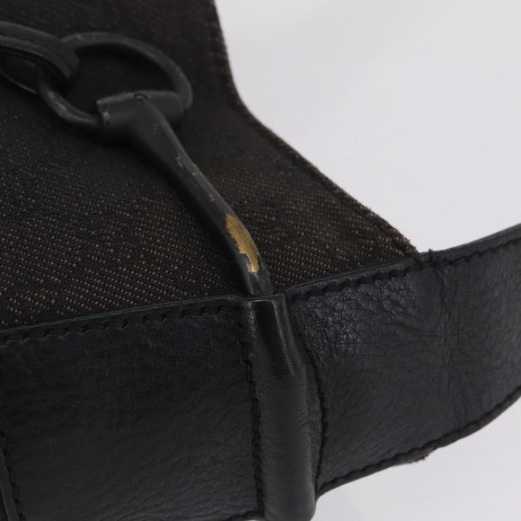GUCCI GG Canvas Horsebit Shoulder Bag Black 101975 Auth ep16774