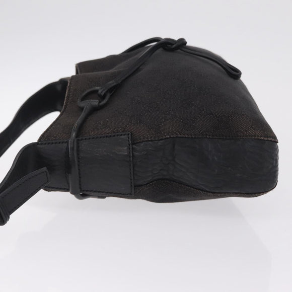 GUCCI GG Canvas Horsebit Shoulder Bag Black 101975 Auth ep16774