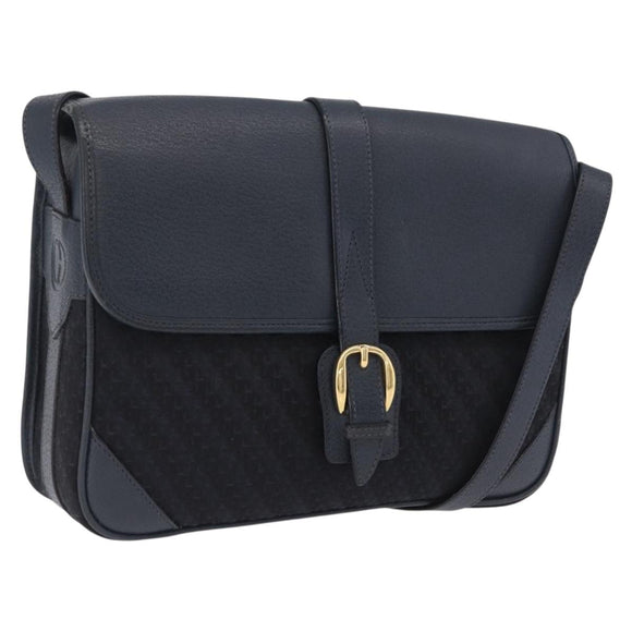 GUCCI Shoulder Bag Canvas Navy Gold Auth ep16775