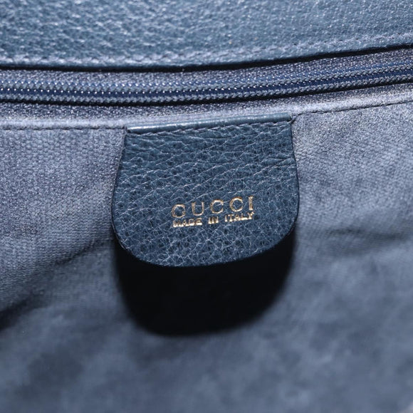 GUCCI Shoulder Bag Canvas Navy Gold Auth ep16775