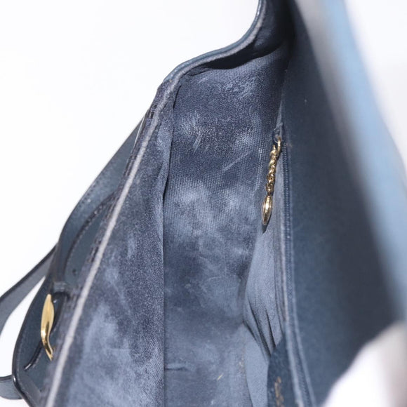 GUCCI Shoulder Bag Canvas Navy Gold Auth ep16775