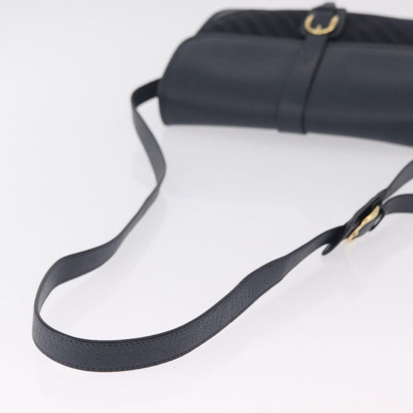 GUCCI Shoulder Bag Canvas Navy Gold Auth ep16775