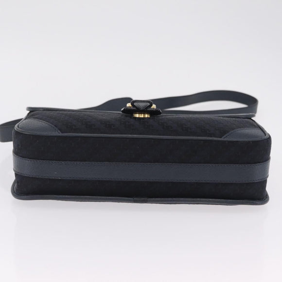 GUCCI Shoulder Bag Canvas Navy Gold Auth ep16775