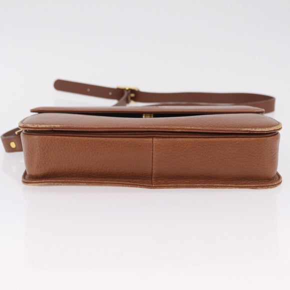 Burberrys Shoulder Bag Leather Brown Gold Tone Auth ep16784