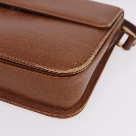 Burberrys Shoulder Bag Leather Brown Gold Tone Auth ep16784