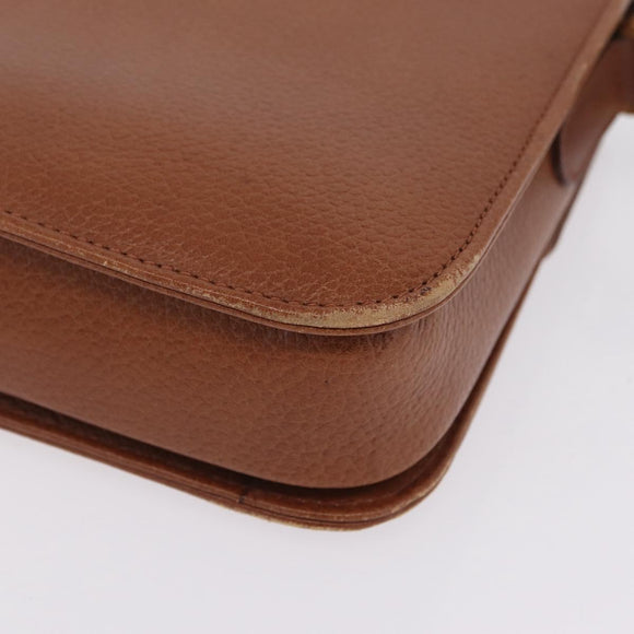 Burberrys Shoulder Bag Leather Brown Gold Tone Auth ep16784