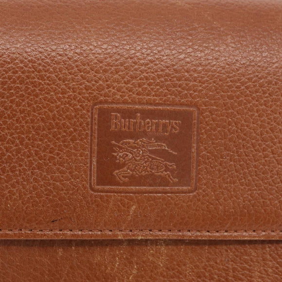 Burberrys Shoulder Bag Leather Brown Gold Tone Auth ep16784