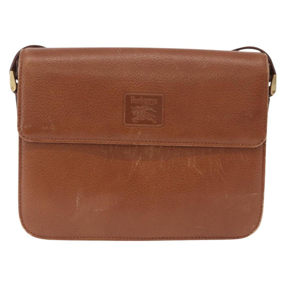 Burberrys Shoulder Bag Leather Brown Gold Tone Auth ep16784