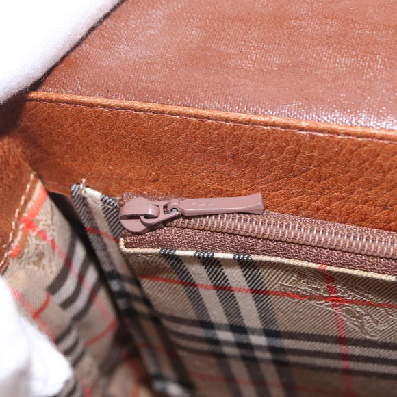 Burberrys Shoulder Bag Leather Brown Gold Tone Auth ep16784
