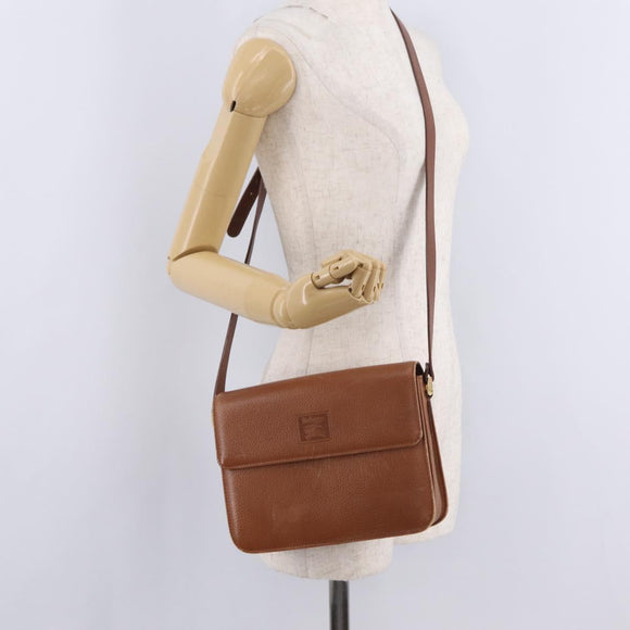 Burberrys Shoulder Bag Leather Brown Gold Tone Auth ep16784