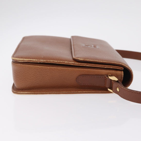 Burberrys Shoulder Bag Leather Brown Gold Tone Auth ep16784