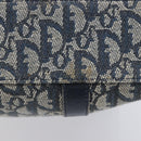 Christian Dior Trotter Canvas Hand Bag Navy Gold Tone Auth ep16785-10