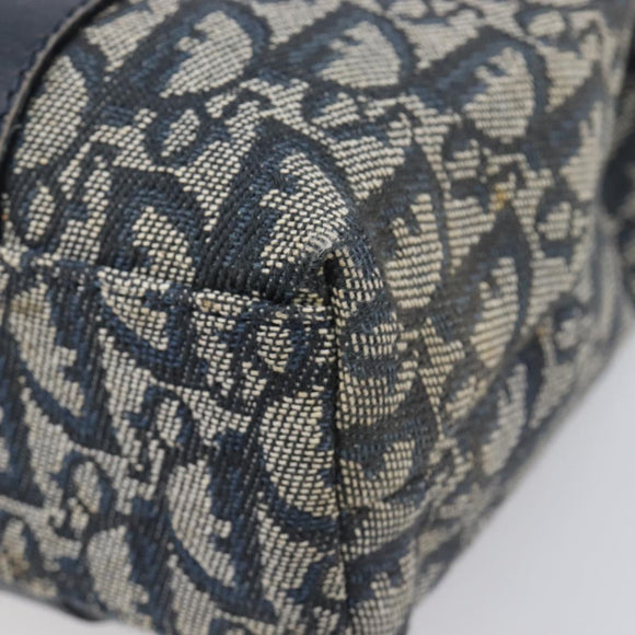 Christian Dior Trotter Canvas Hand Bag Navy Gold Tone Auth ep16785