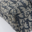 Christian Dior Trotter Canvas Hand Bag Navy Gold Tone Auth ep16785-14