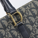 Christian Dior Trotter Canvas Hand Bag Navy Gold Tone Auth ep16785-15